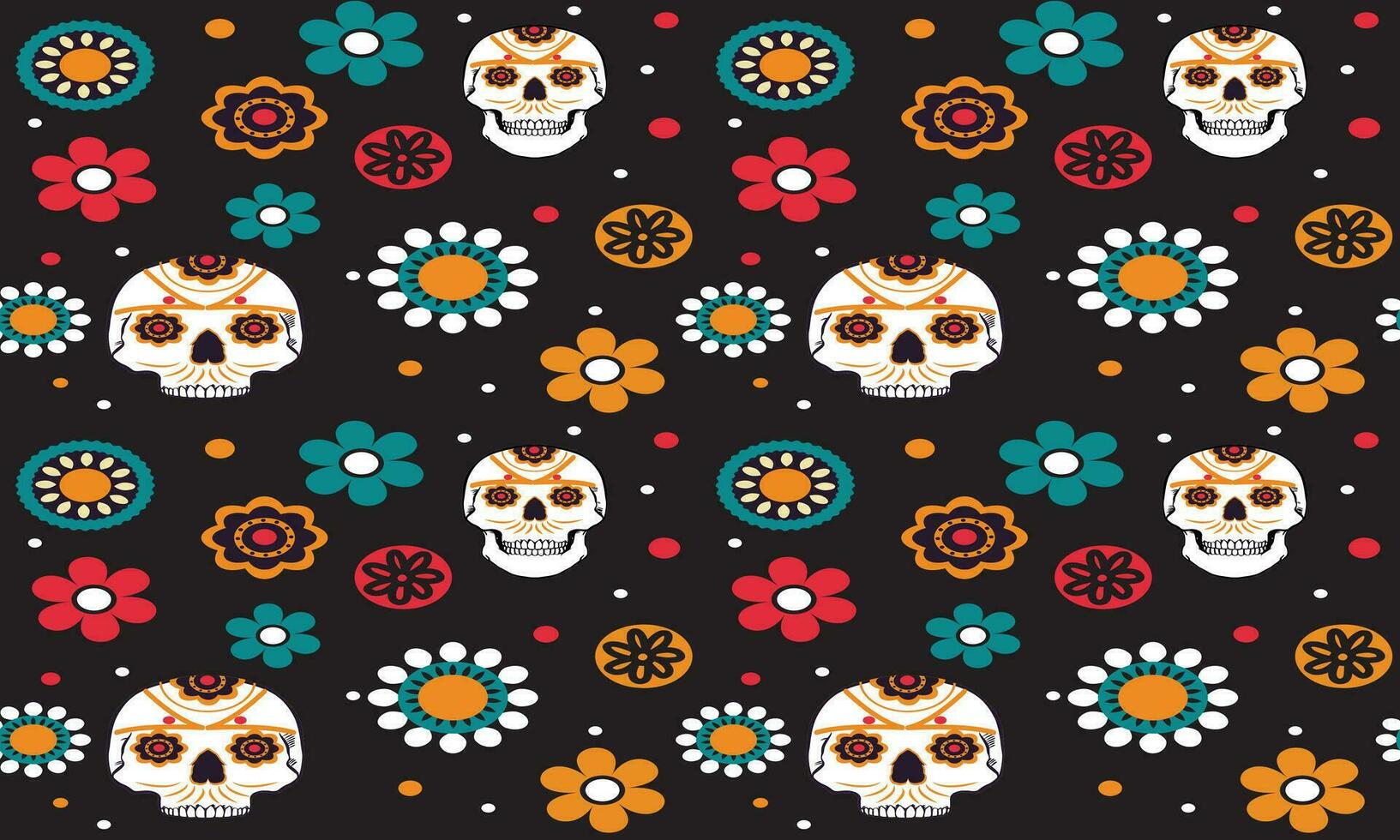 Day of the dead, Dia de los muertos background and seamless pattern design vector