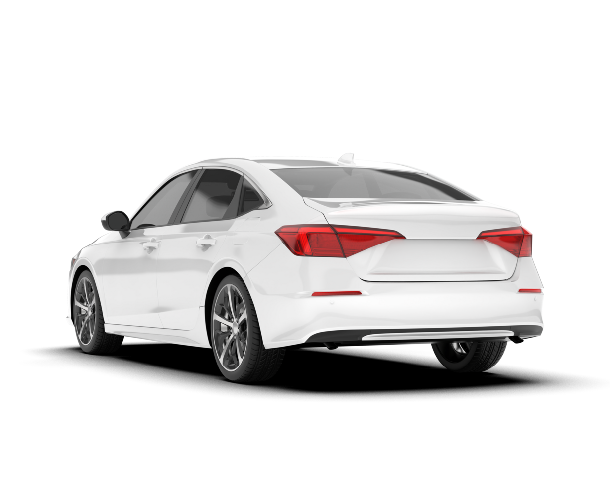 White city car isolated on transparent background. 3d rendering - illustration png