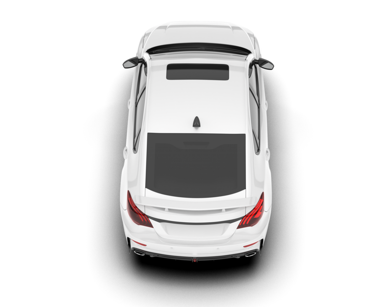 White city car isolated on transparent background. 3d rendering - illustration png