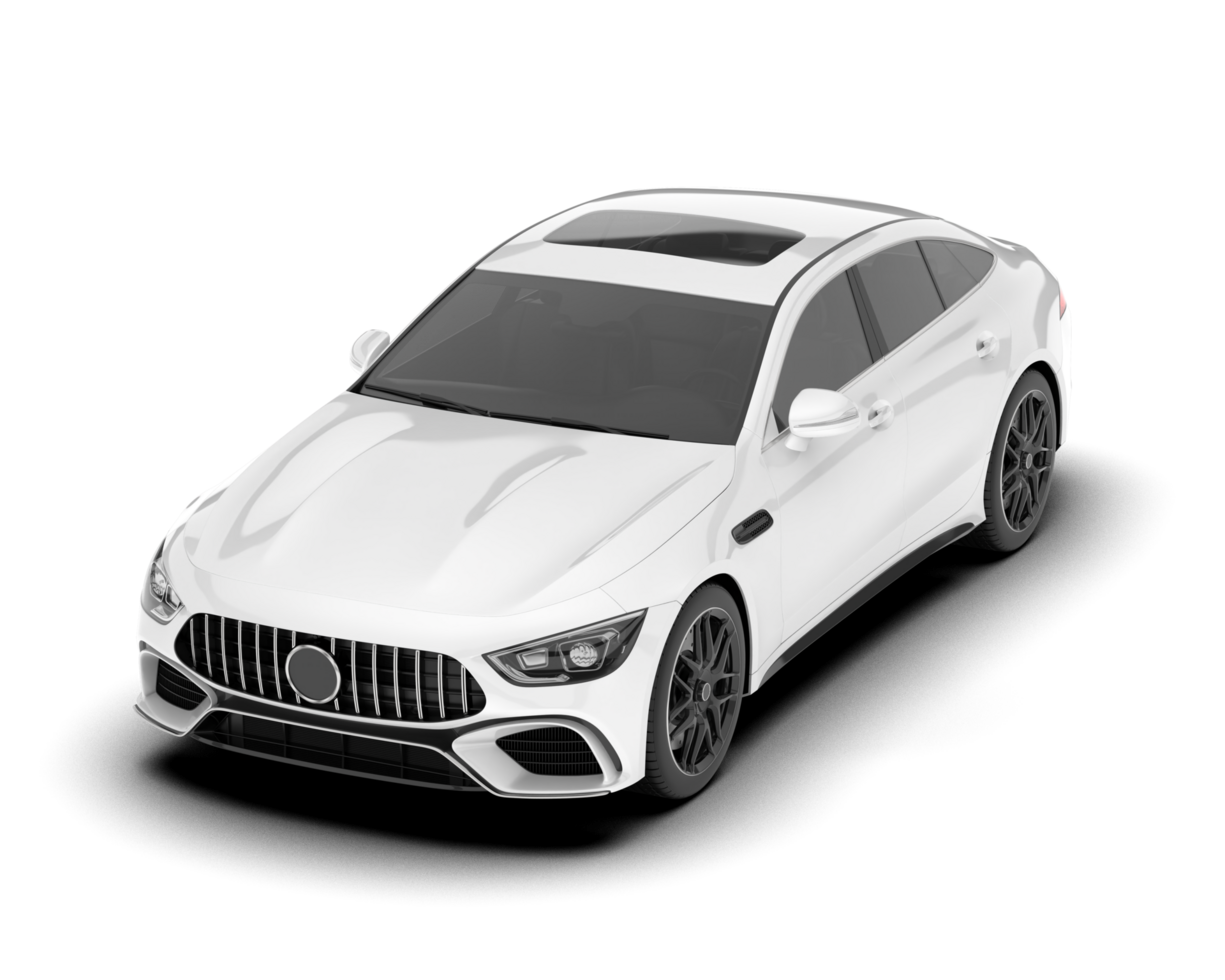White modern car isolated on transparent background. 3d rendering - illustration png