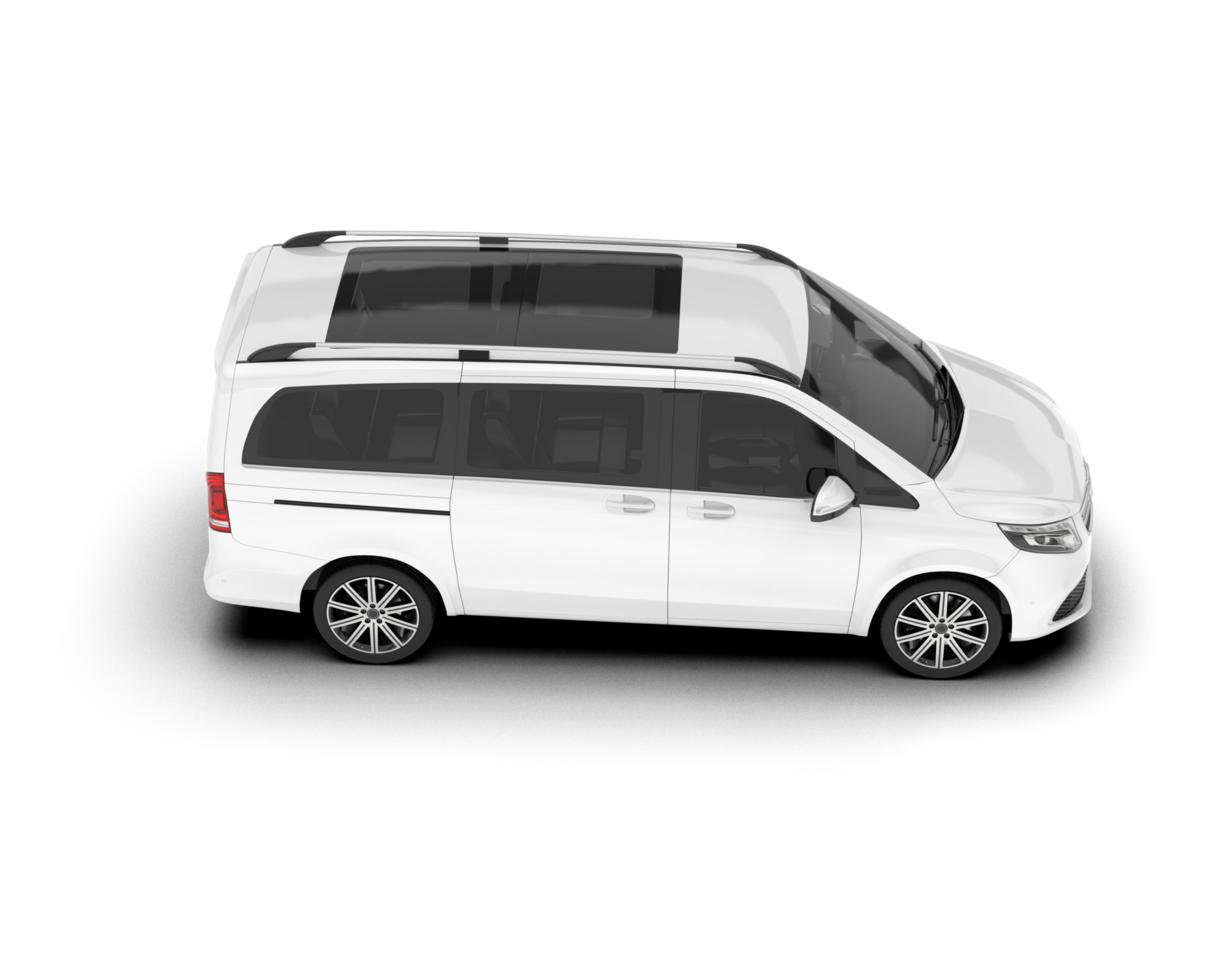 White city car isolated on transparent background. 3d rendering - illustration png