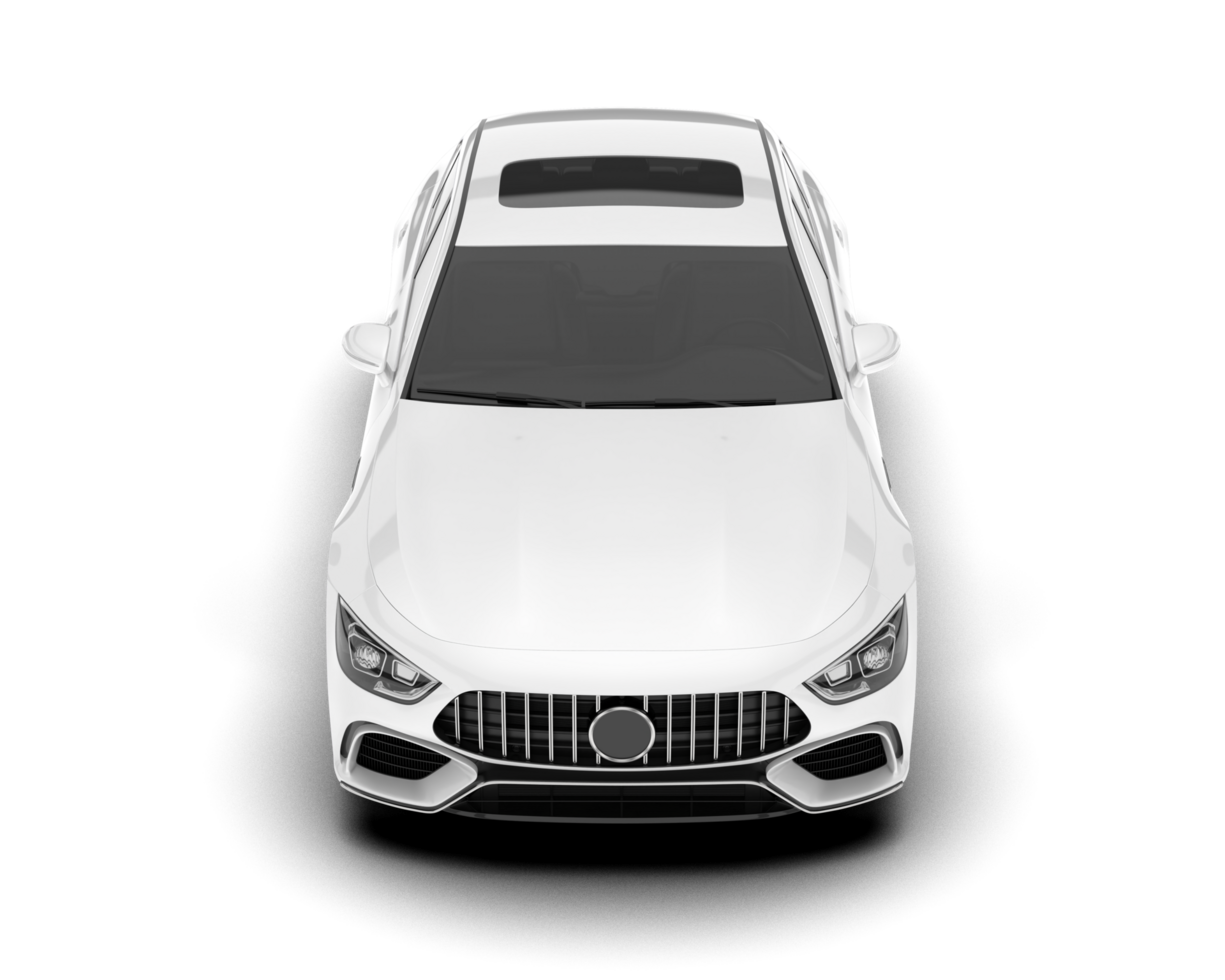 White modern car isolated on transparent background. 3d rendering - illustration png