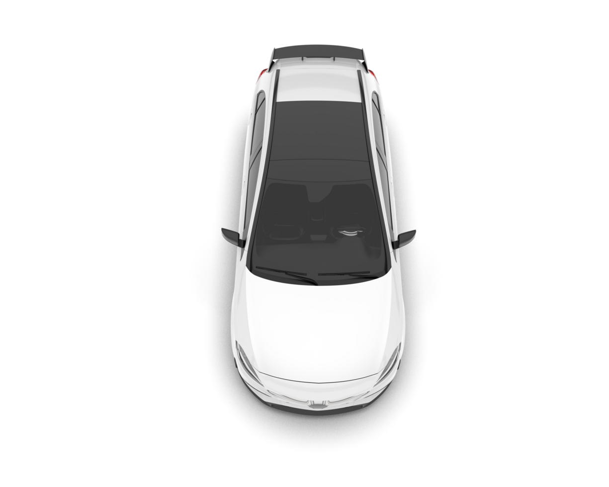 White city car isolated on transparent background. 3d rendering - illustration png