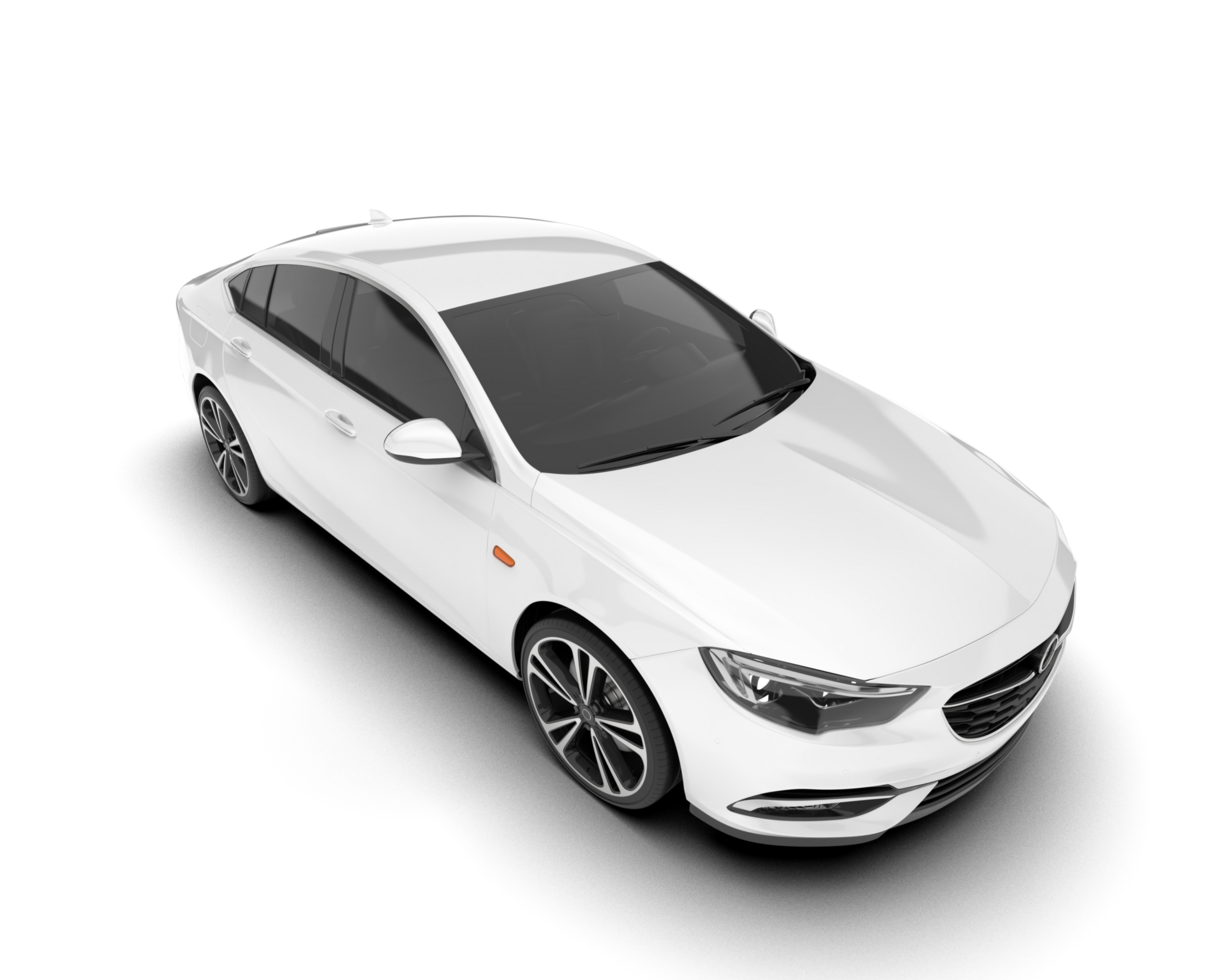 White modern car isolated on transparent background. 3d rendering - illustration png