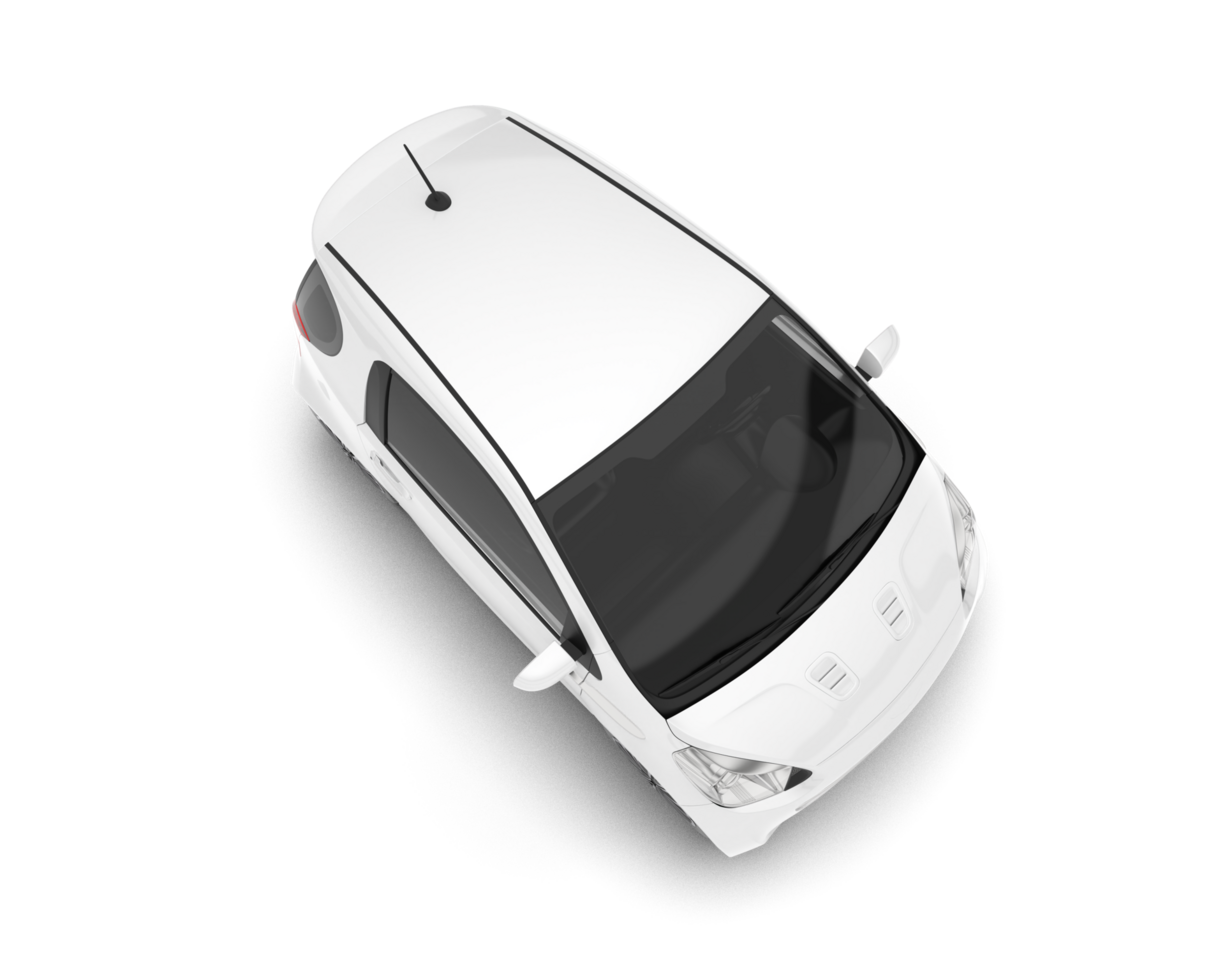 White city car isolated on transparent background. 3d rendering - illustration png