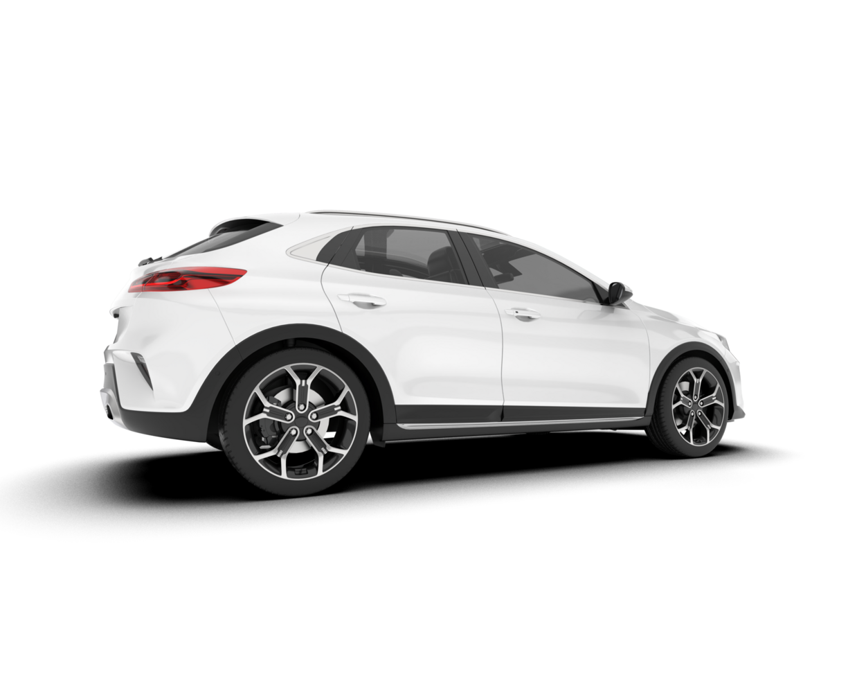 White city car isolated on transparent background. 3d rendering - illustration png