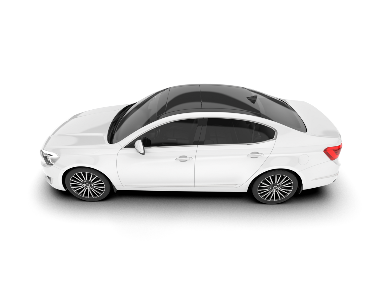 White city car isolated on transparent background. 3d rendering - illustration png