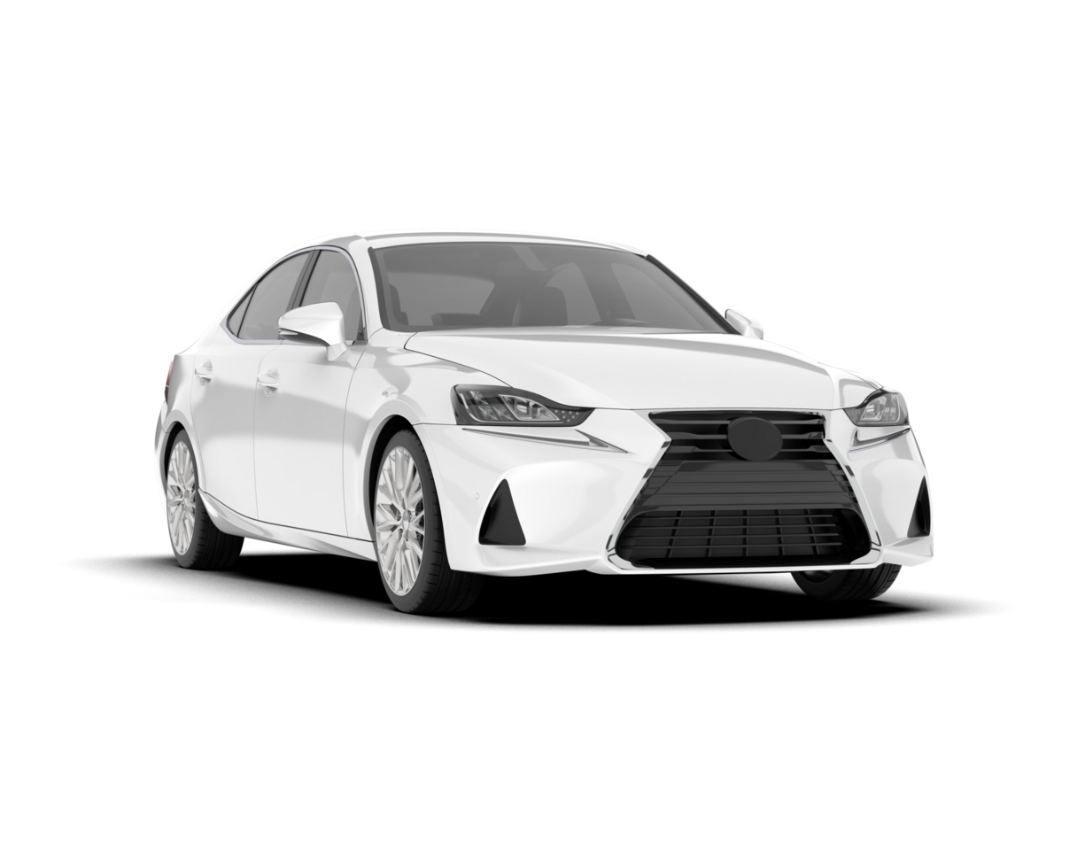 White city car isolated on transparent background. 3d rendering - illustration png