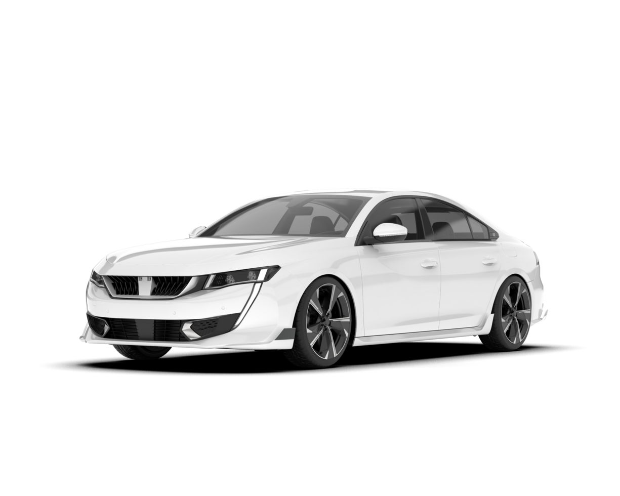 White city car isolated on transparent background. 3d rendering - illustration png