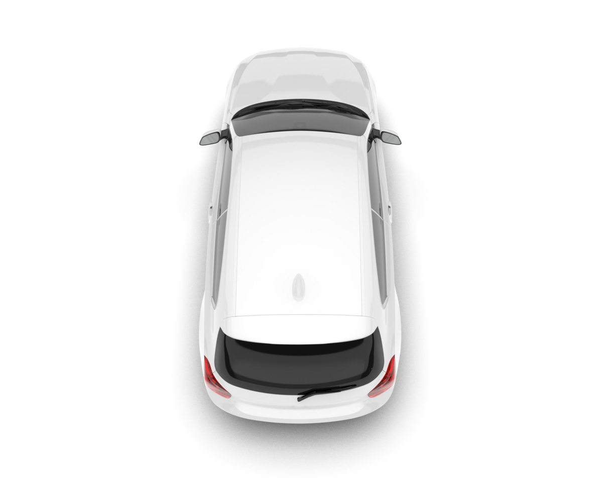 White city car isolated on transparent background. 3d rendering - illustration png