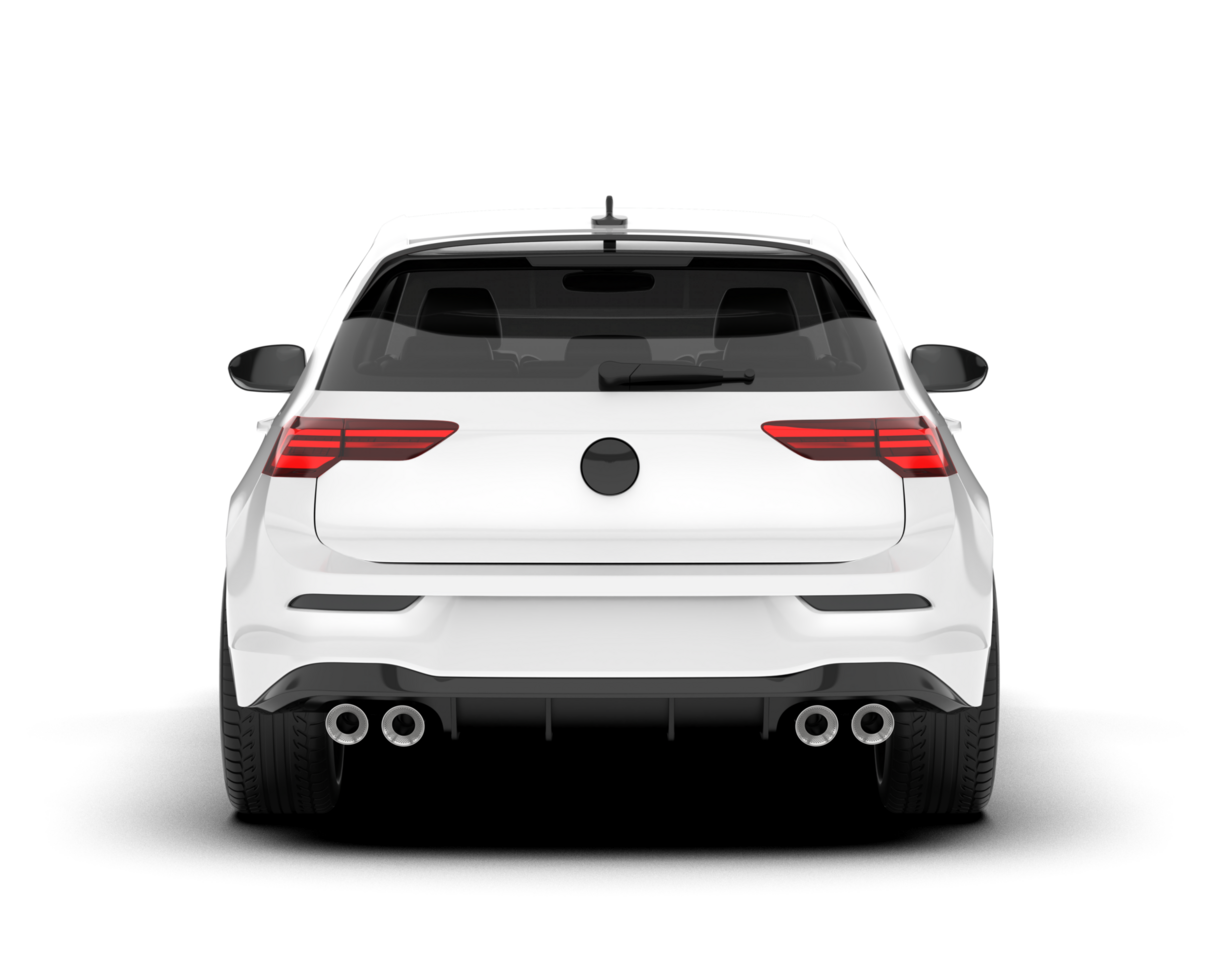 White city car isolated on transparent background. 3d rendering - illustration png