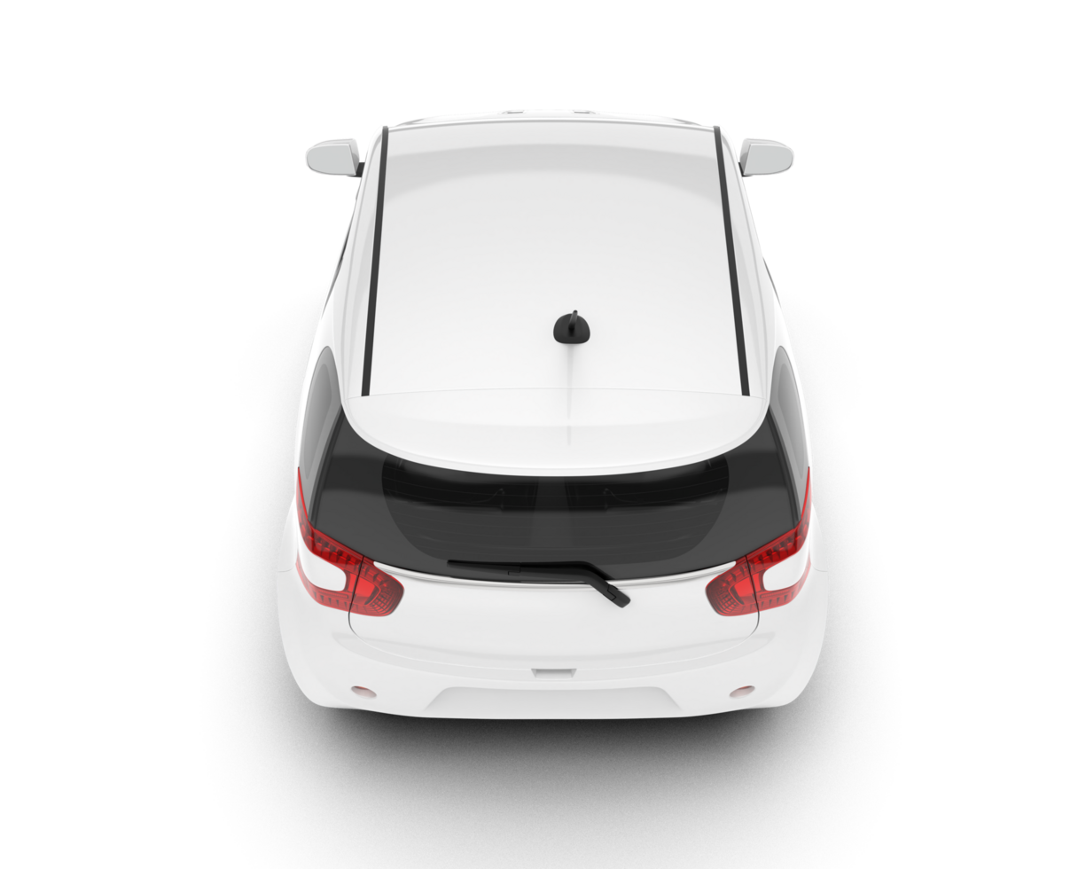 White city car isolated on transparent background. 3d rendering - illustration png