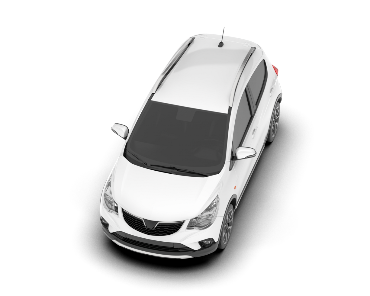 White city car isolated on transparent background. 3d rendering - illustration png