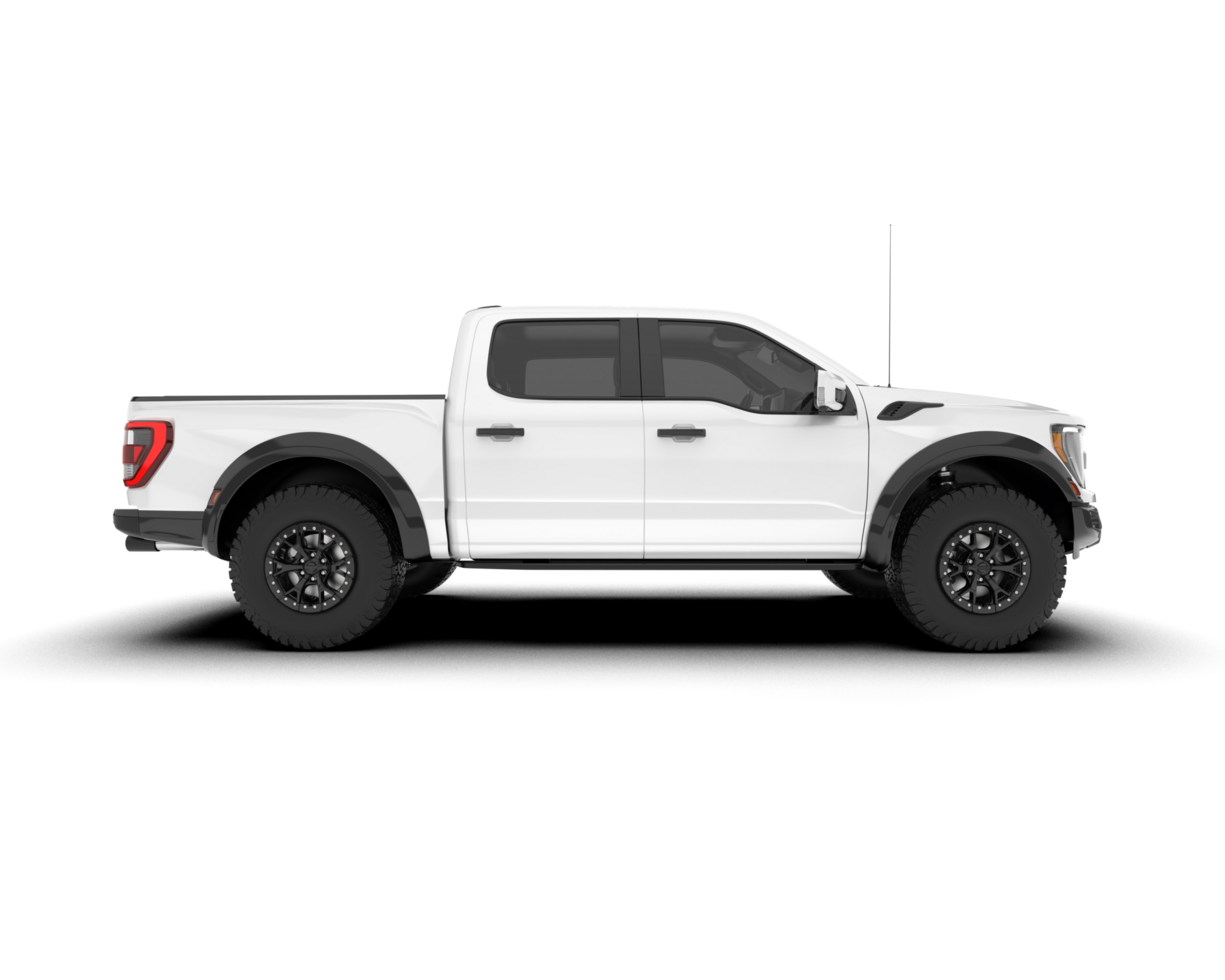 White pickup truck isolated on transparent background. 3d rendering - illustration png