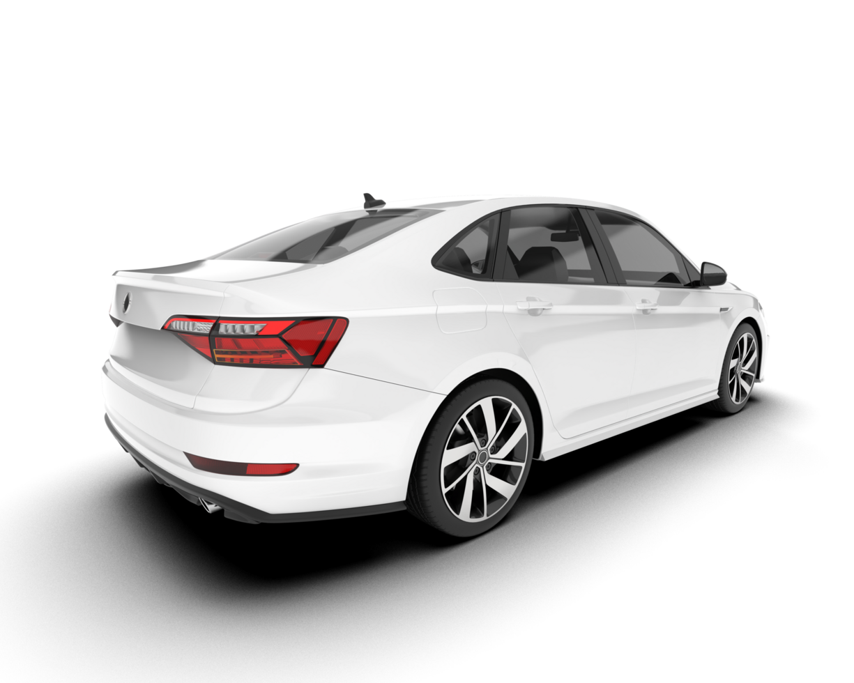White city car isolated on transparent background. 3d rendering - illustration png