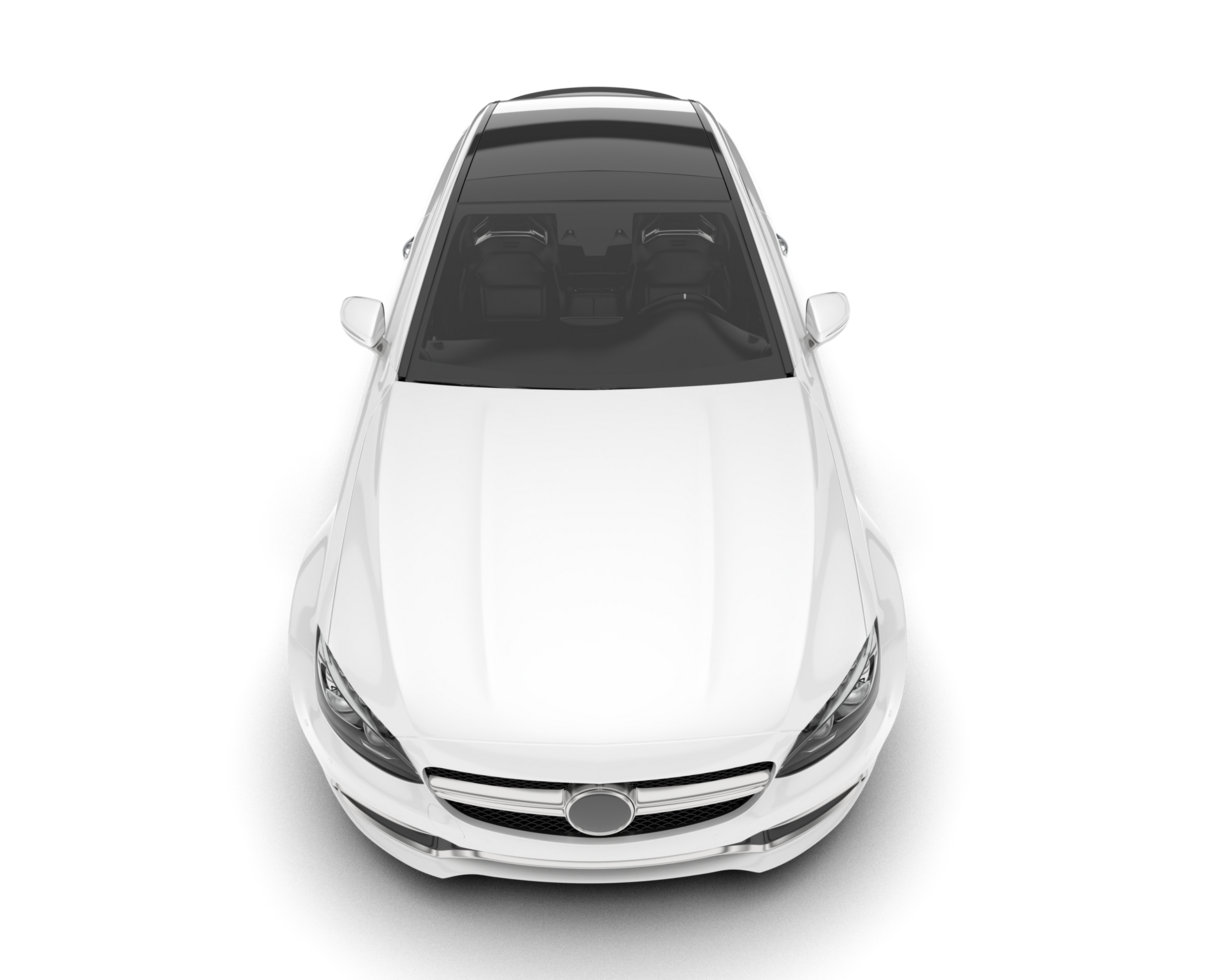 White city car isolated on transparent background. 3d rendering - illustration png