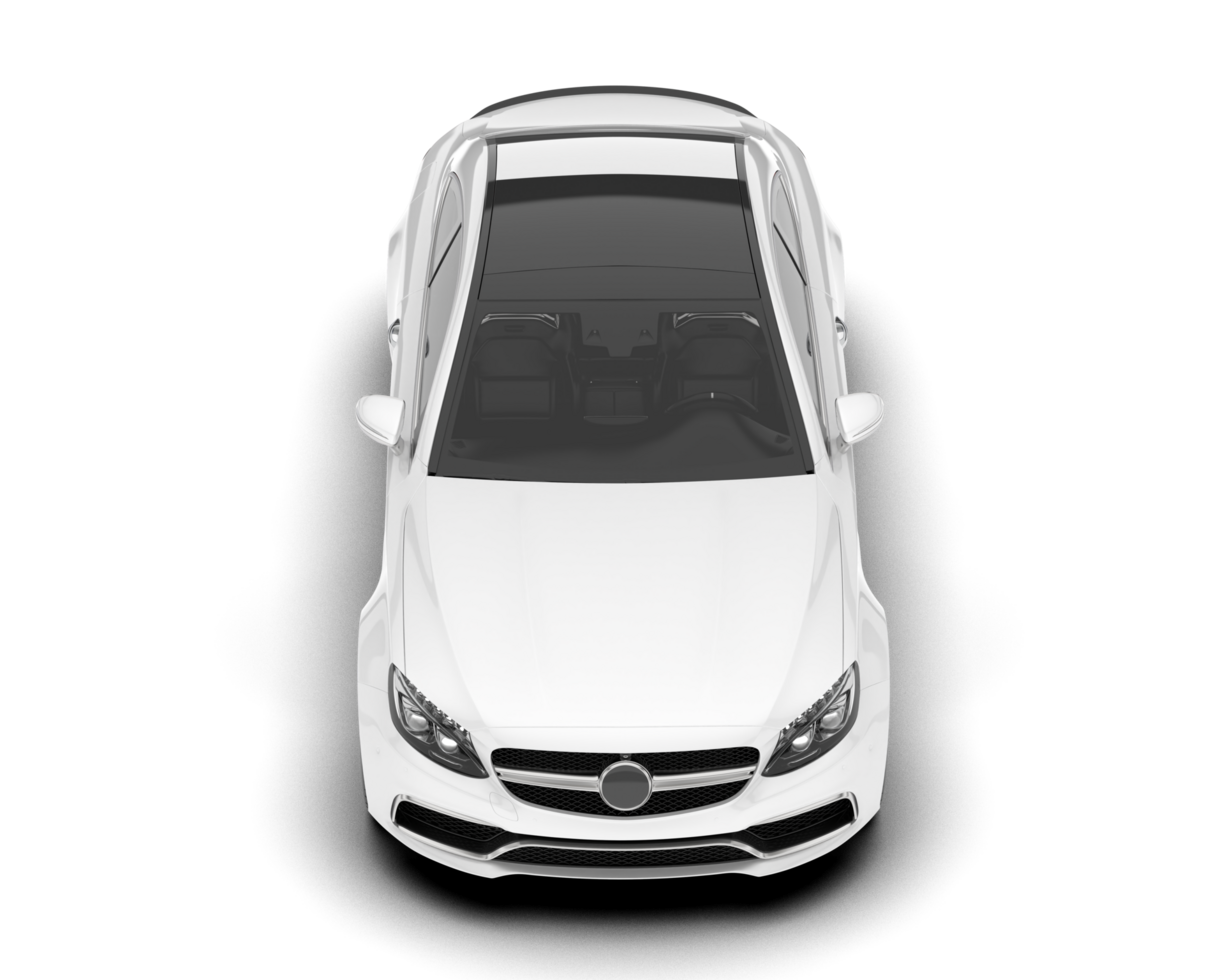 White city car isolated on transparent background. 3d rendering - illustration png