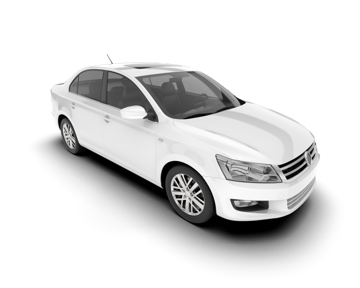 White city car isolated on transparent background. 3d rendering - illustration png