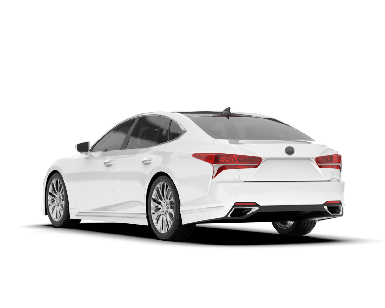 White modern car isolated on transparent background. 3d rendering - illustration png
