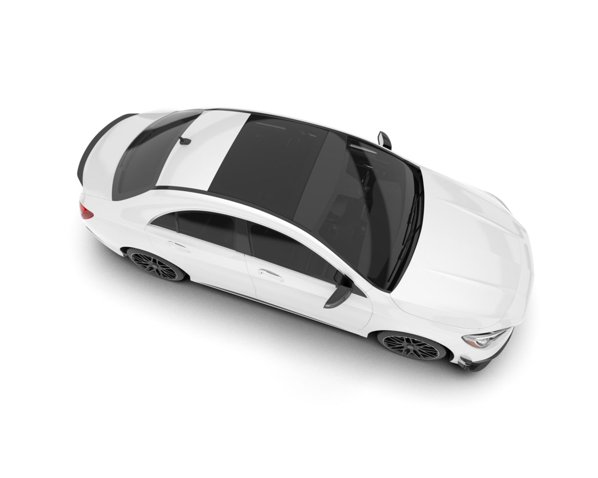 White modern car isolated on transparent background. 3d rendering - illustration png