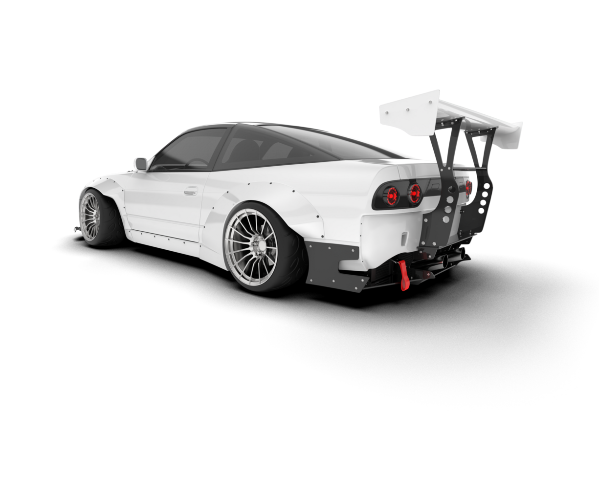 White sport car isolated on transparent background. 3d rendering - illustration png