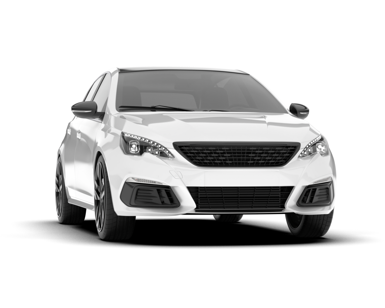 White city car isolated on transparent background. 3d rendering - illustration png