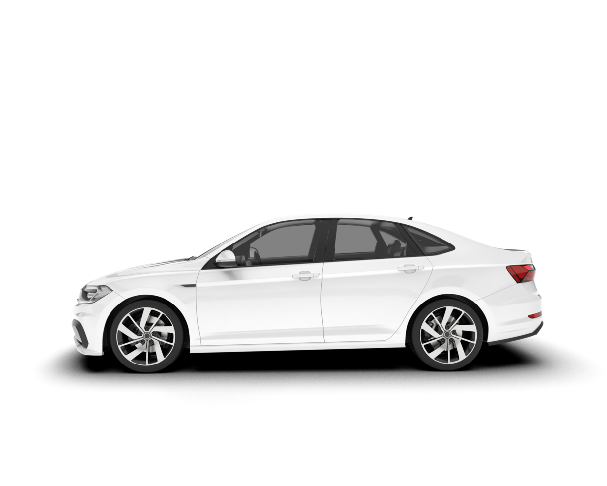 White city car isolated on transparent background. 3d rendering - illustration png