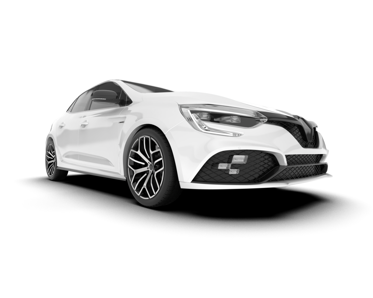 White city car isolated on transparent background. 3d rendering - illustration png