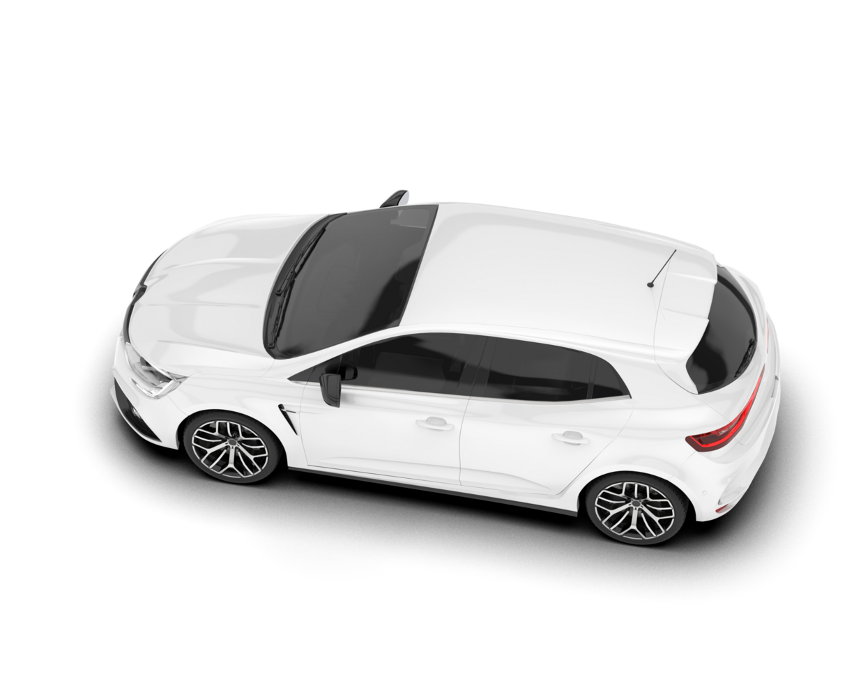 White city car isolated on transparent background. 3d rendering - illustration png