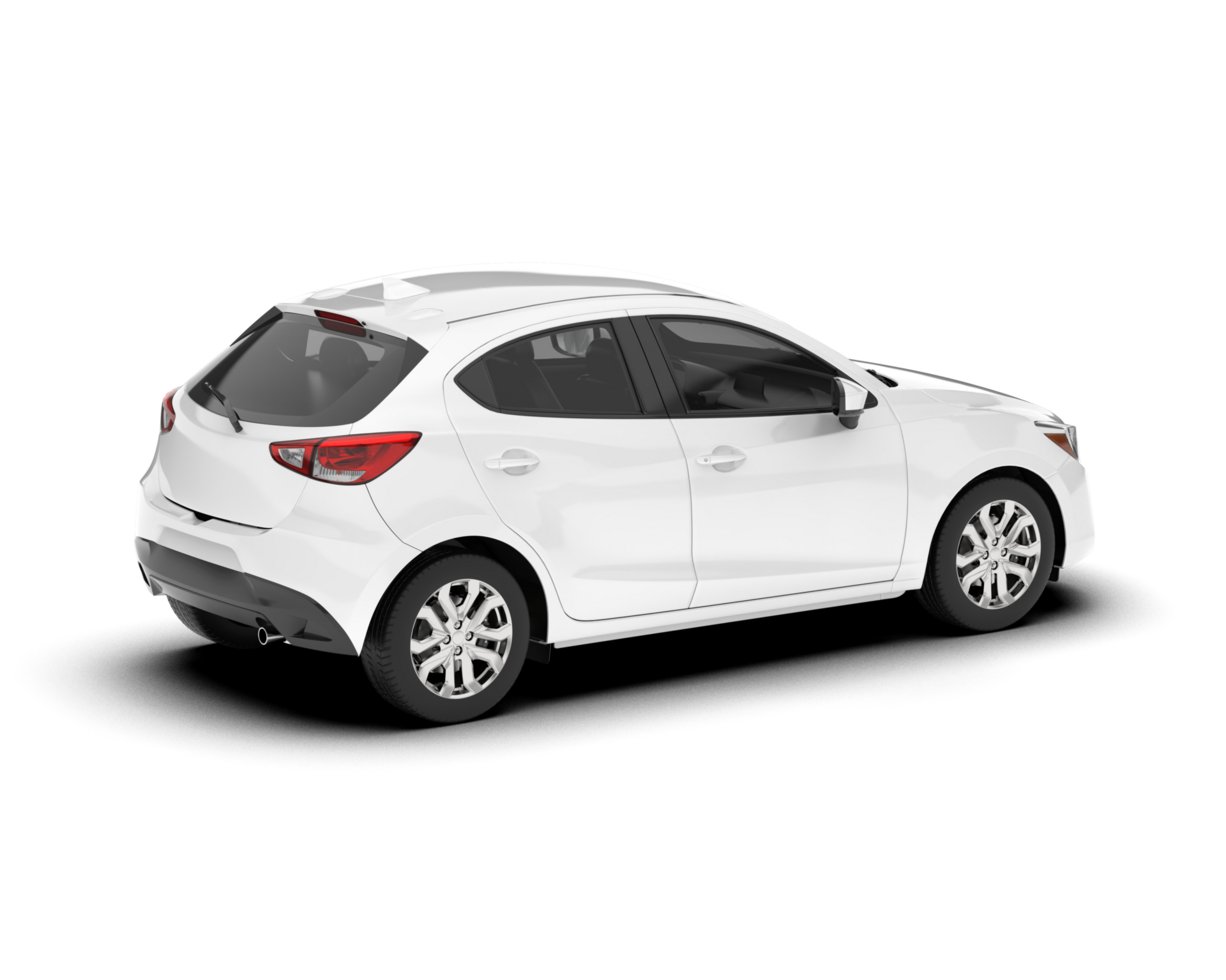 White city car isolated on transparent background. 3d rendering - illustration png