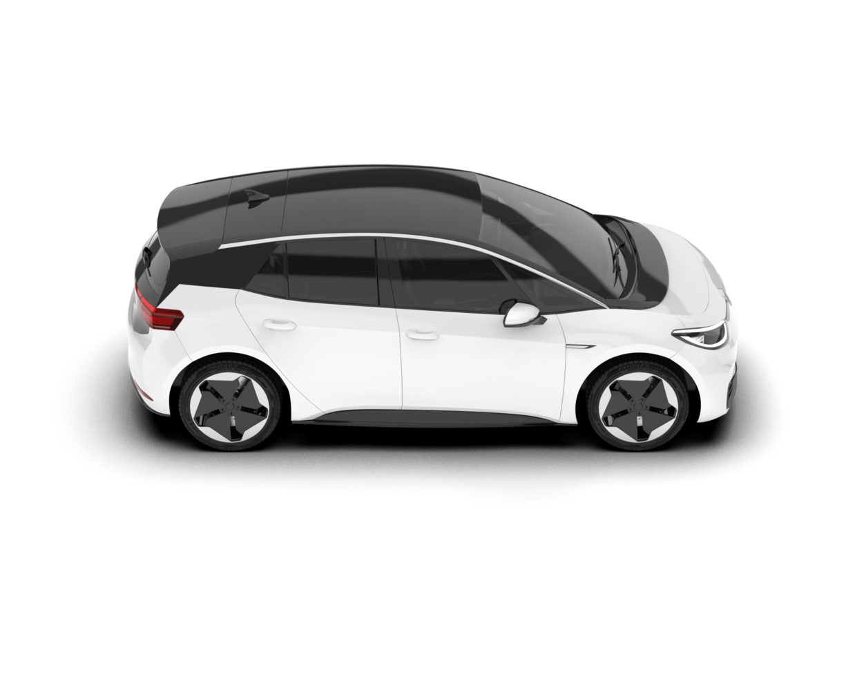 White city car isolated on transparent background. 3d rendering - illustration png