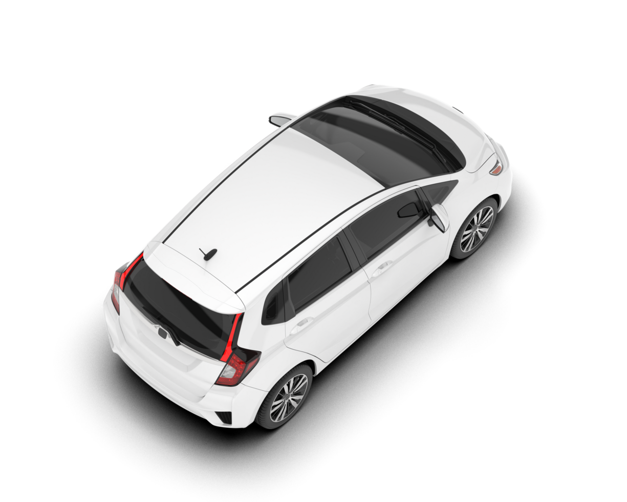 White city car isolated on transparent background. 3d rendering - illustration png