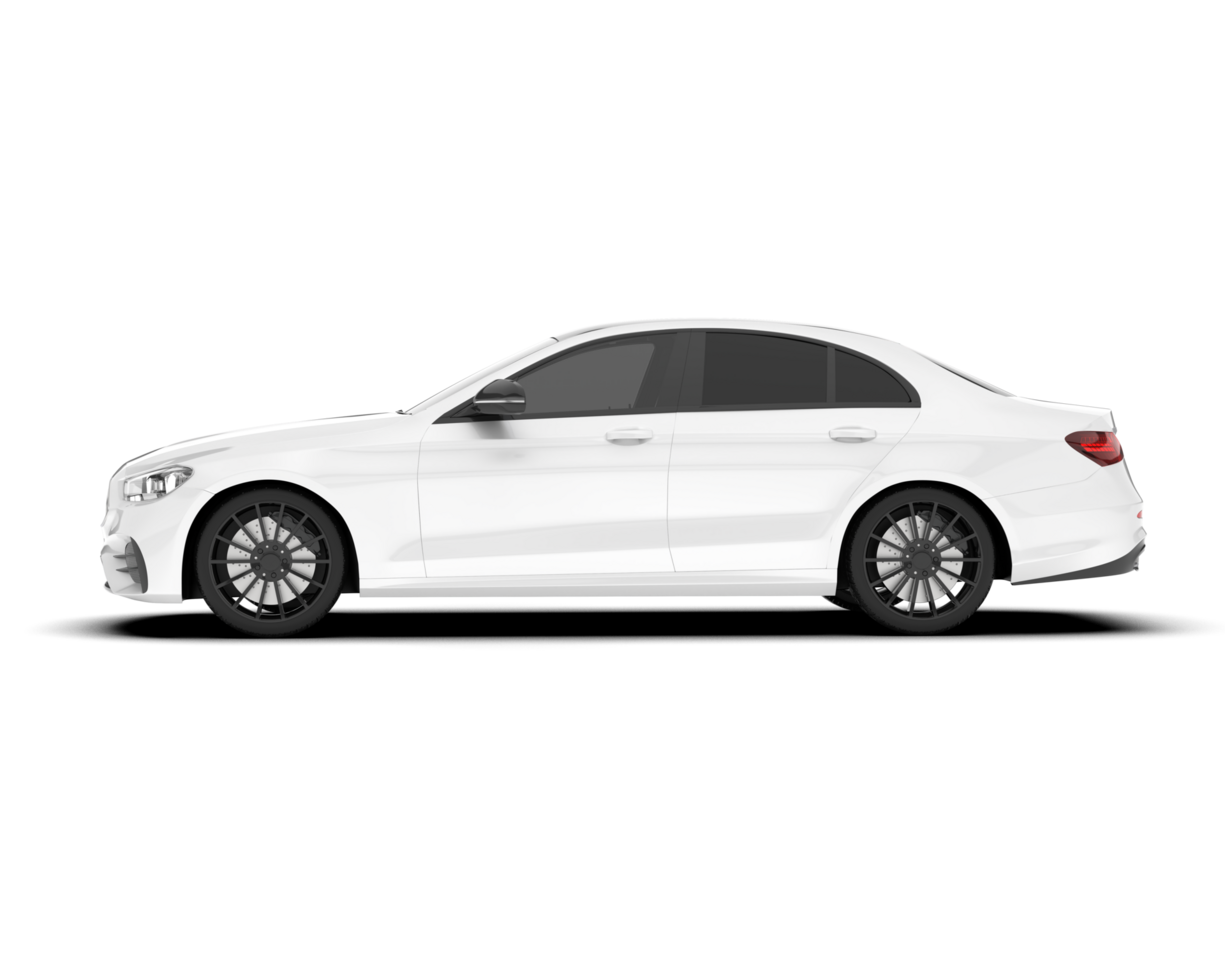 White city car isolated on transparent background. 3d rendering - illustration png