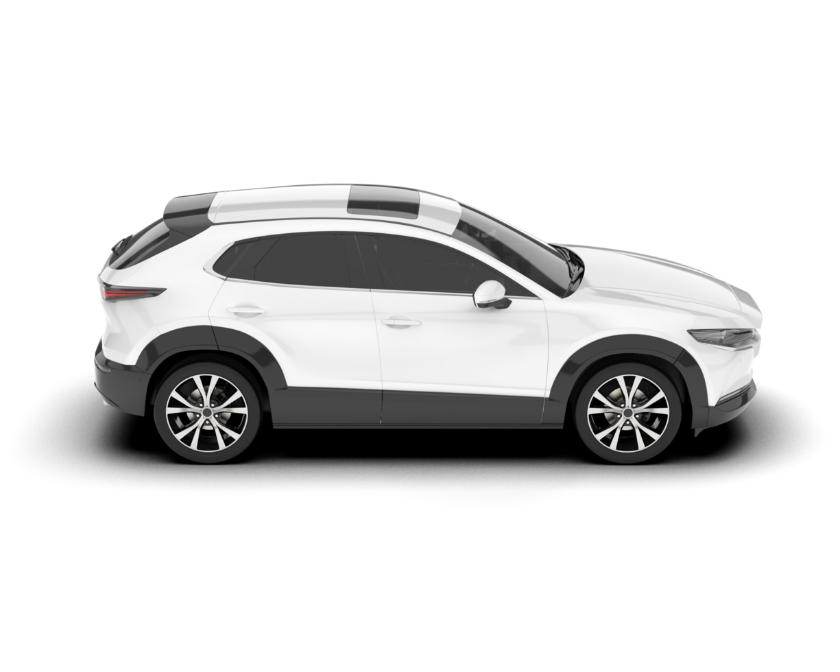 White modern car isolated on transparent background. 3d rendering - illustration png