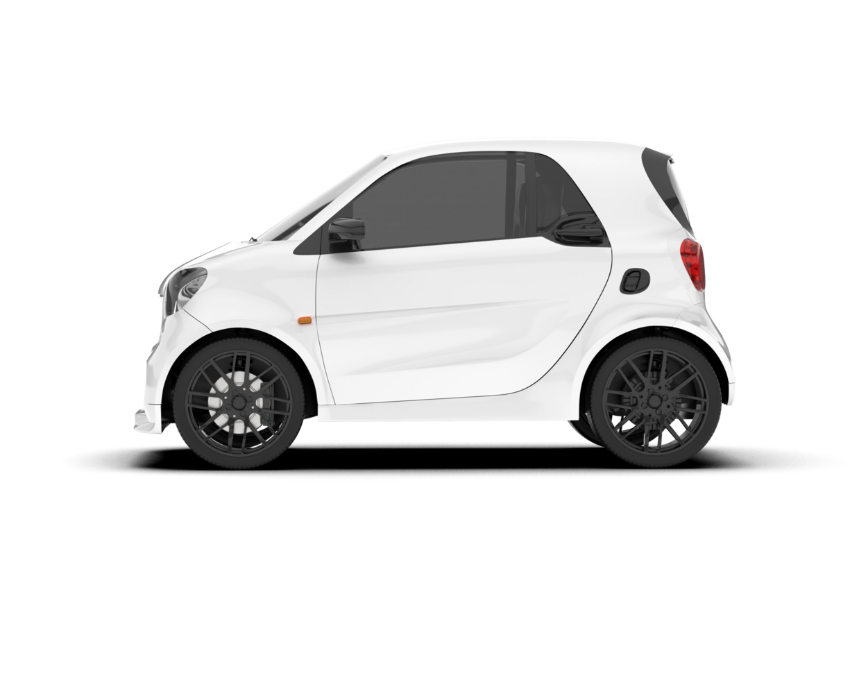 White city car isolated on transparent background. 3d rendering - illustration png