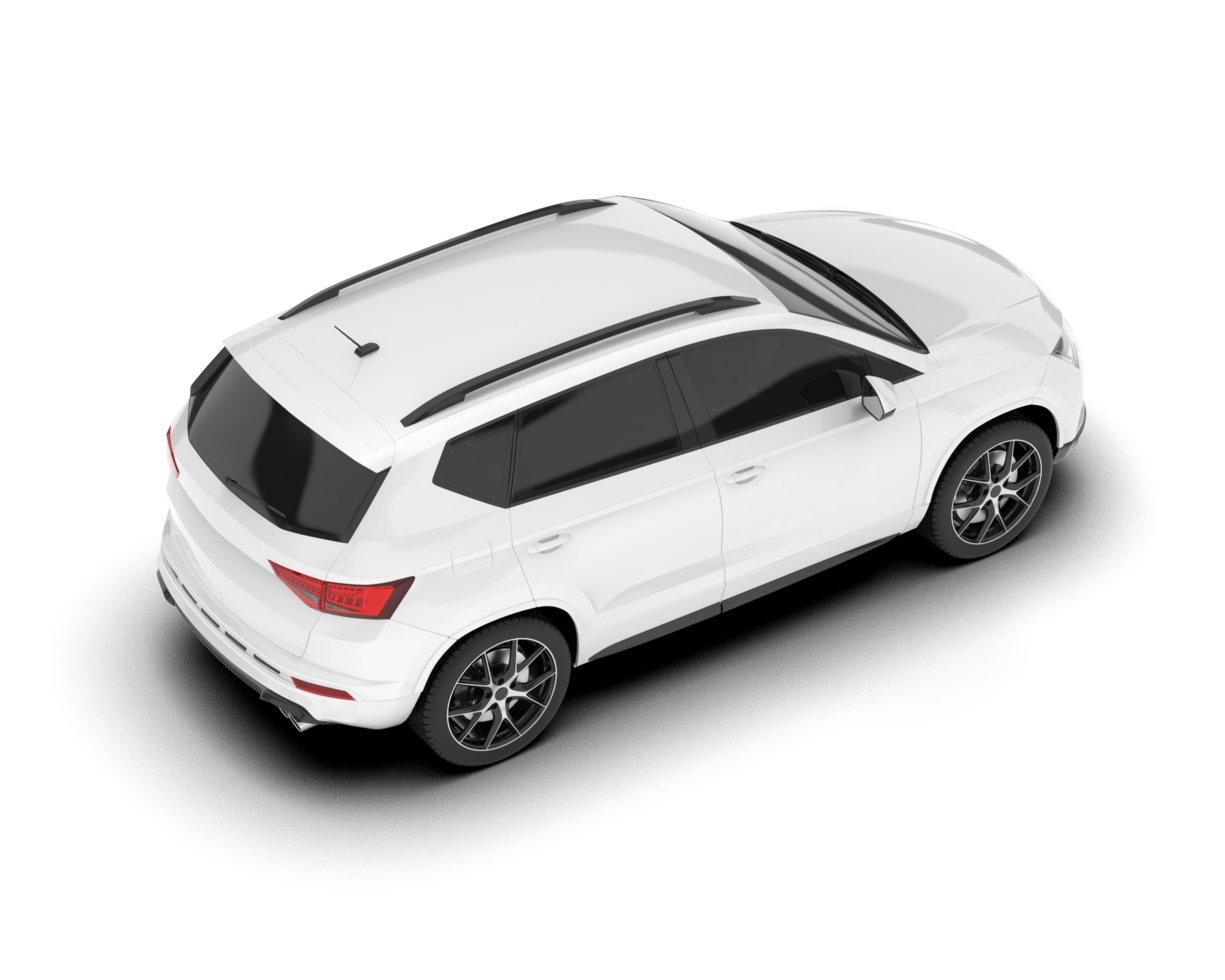 White modern car isolated on transparent background. 3d rendering - illustration png