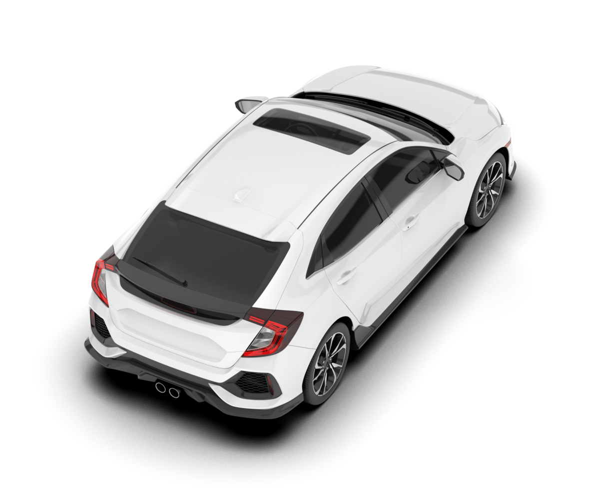 White modern car isolated on transparent background. 3d rendering - illustration png