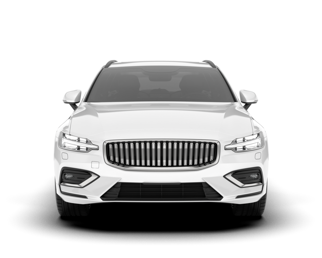 White modern car isolated on transparent background. 3d rendering - illustration png