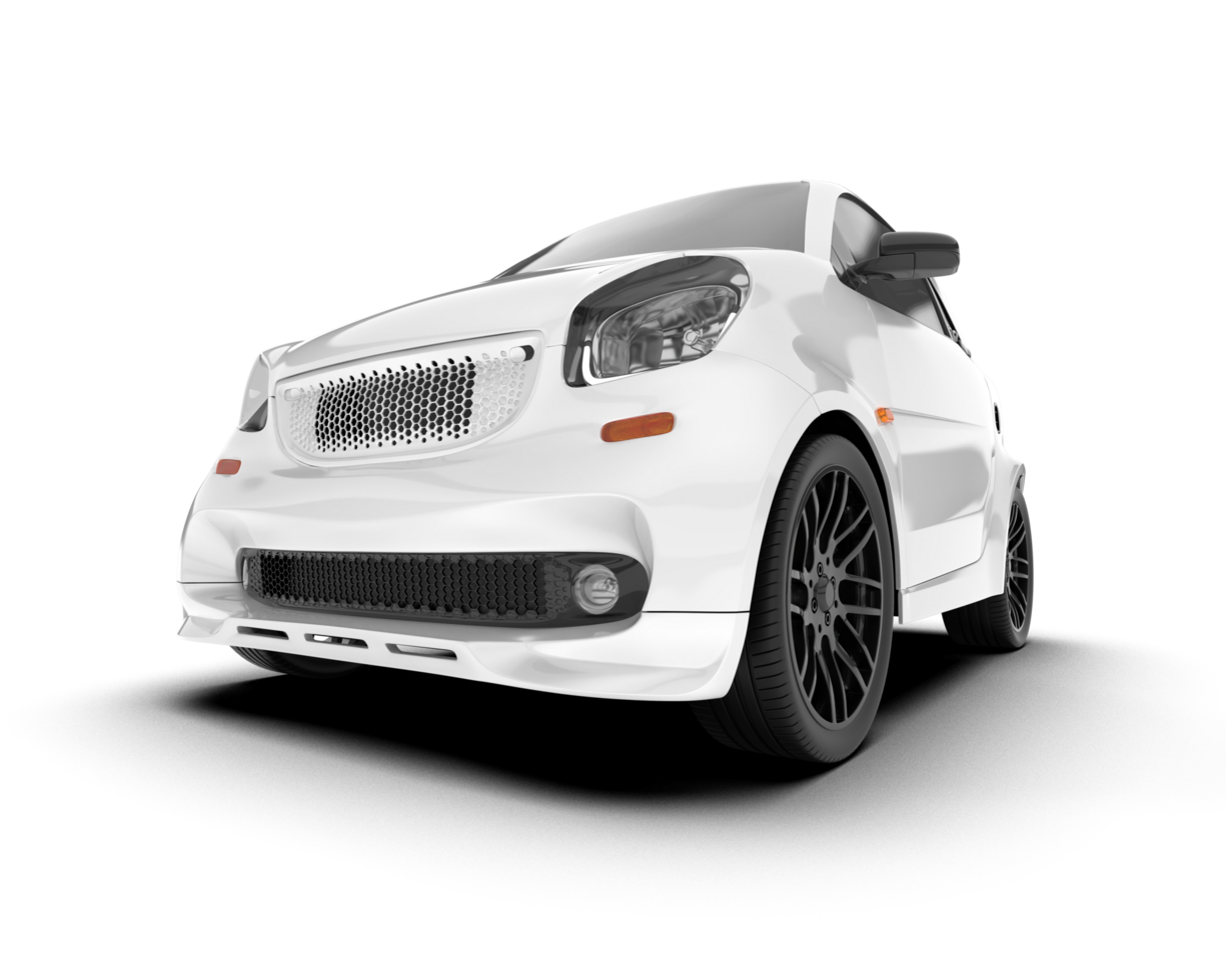 White city car isolated on transparent background. 3d rendering - illustration png