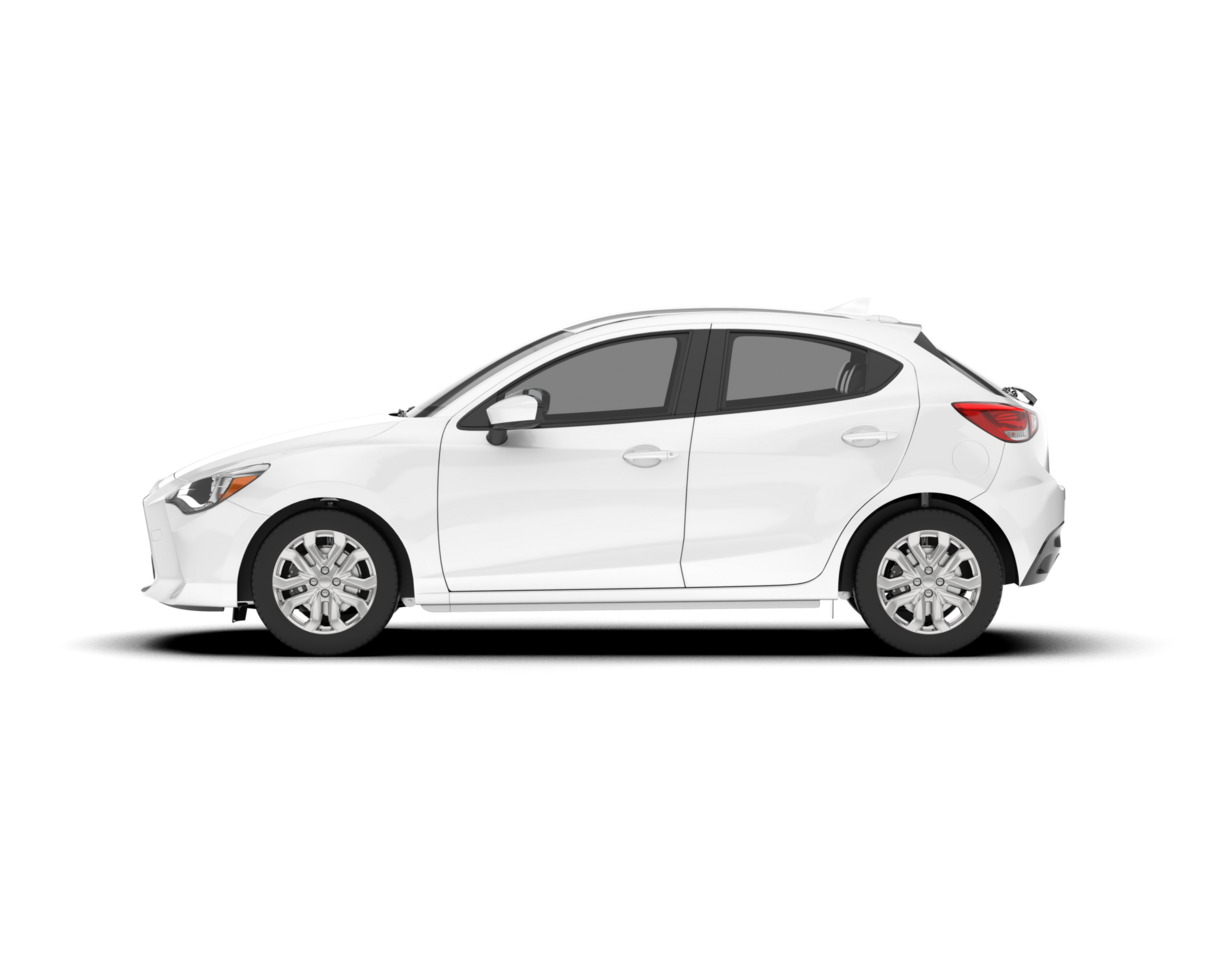 White city car isolated on transparent background. 3d rendering - illustration png