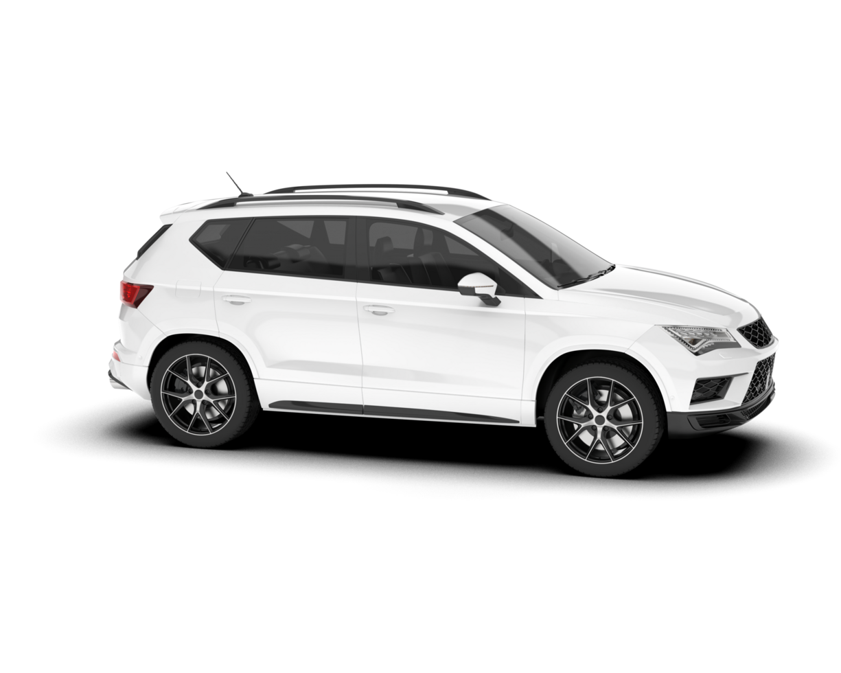 White modern car isolated on transparent background. 3d rendering - illustration png