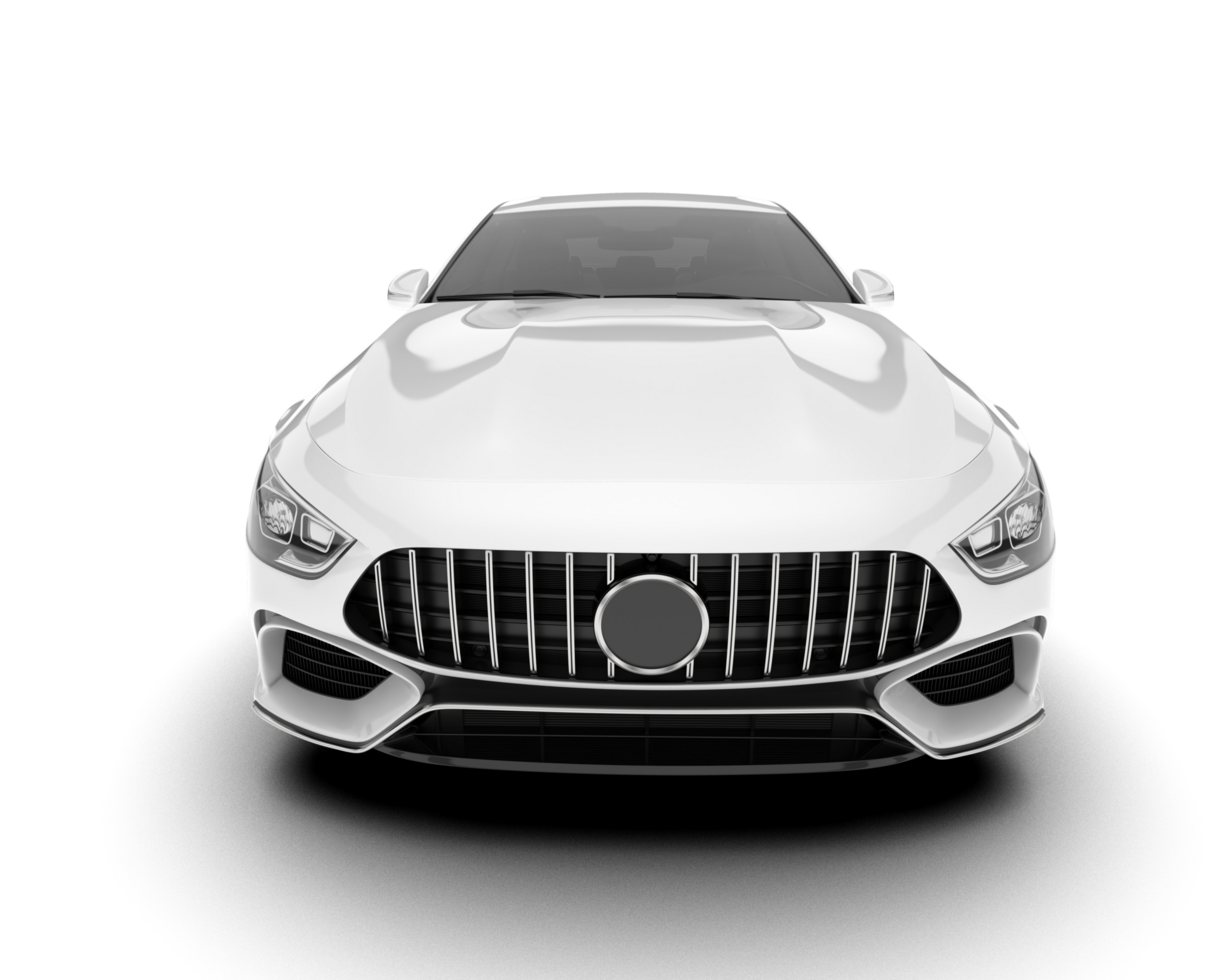 White modern car isolated on transparent background. 3d rendering - illustration png