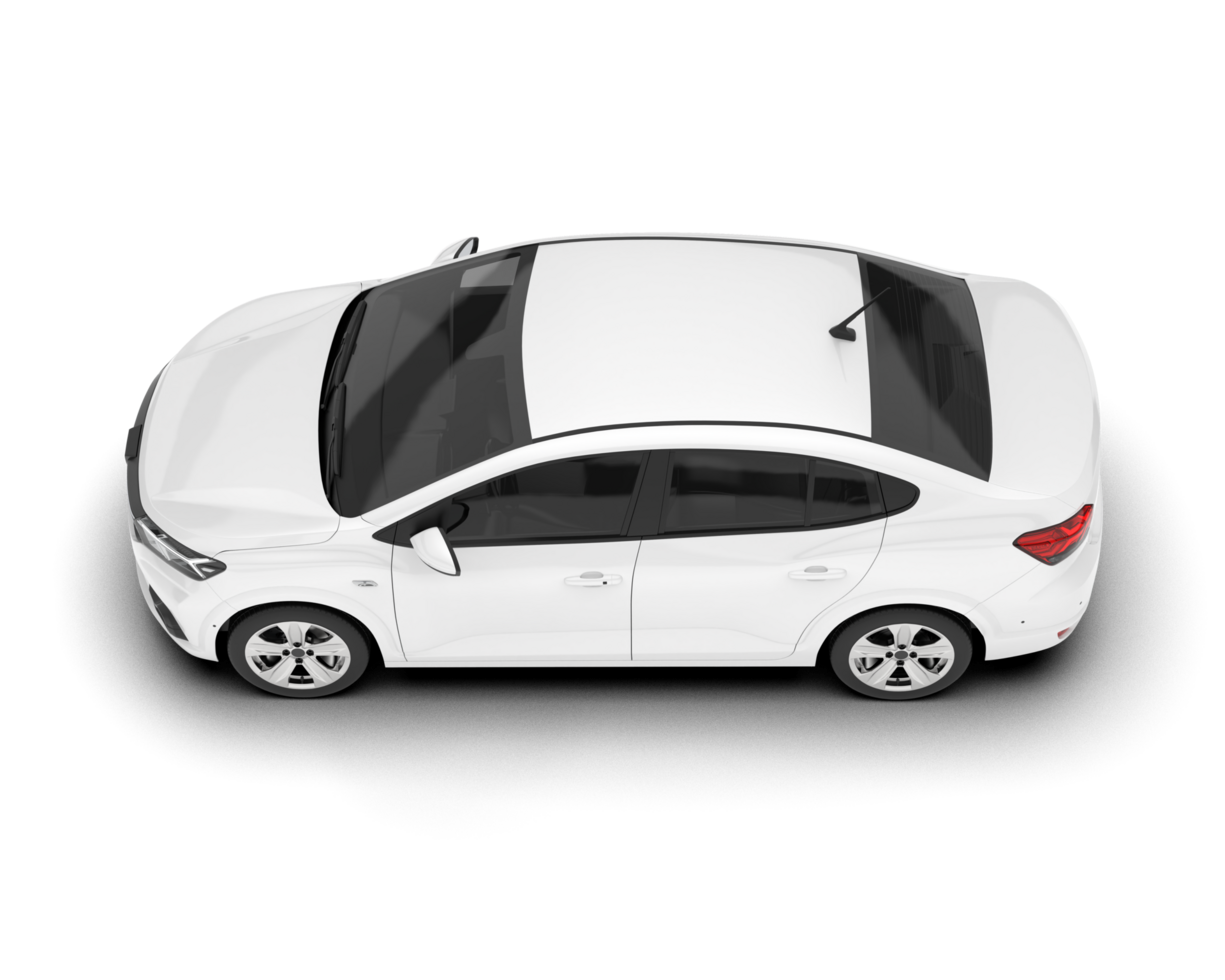White city car isolated on transparent background. 3d rendering - illustration png