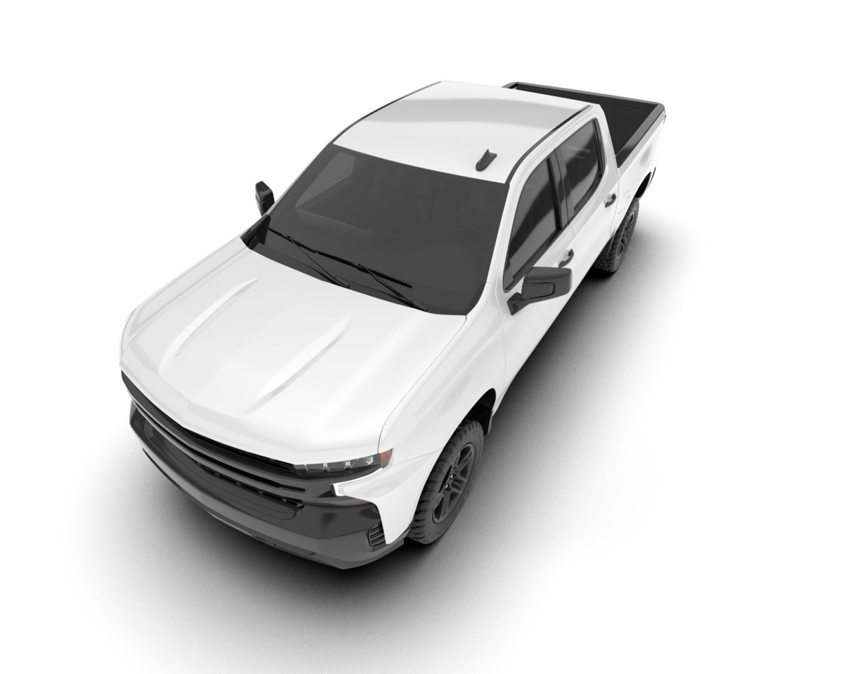 White pickup truck isolated on transparent background. 3d rendering - illustration png