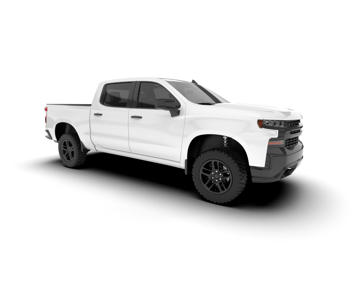 White pickup truck isolated on transparent background. 3d rendering - illustration png