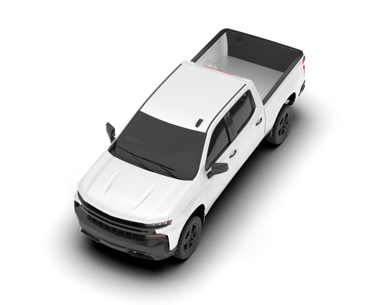 White pickup truck isolated on transparent background. 3d rendering - illustration png