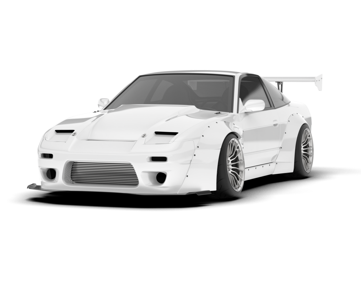 White sport car isolated on transparent background. 3d rendering - illustration png
