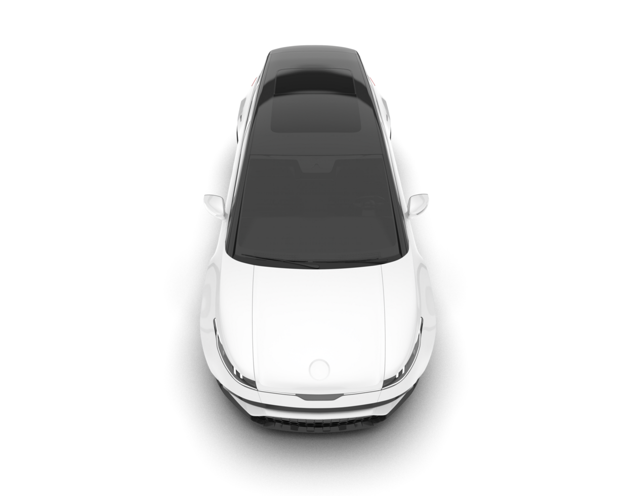 White city car isolated on transparent background. 3d rendering - illustration png