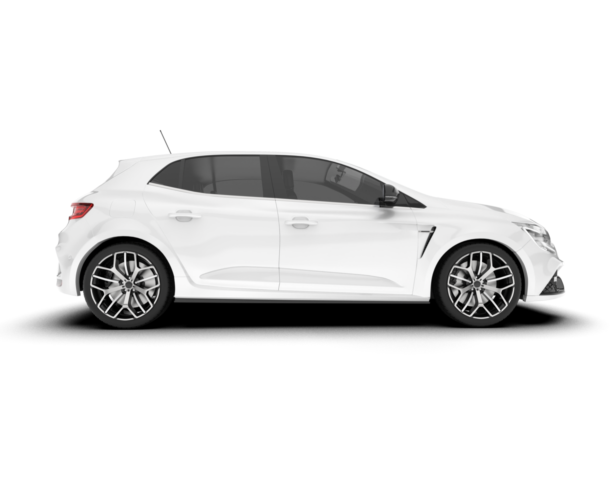 White city car isolated on transparent background. 3d rendering - illustration png