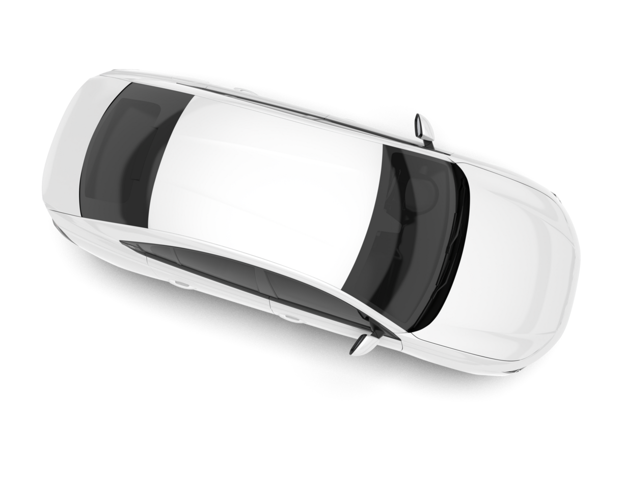 White city car isolated on transparent background. 3d rendering - illustration png